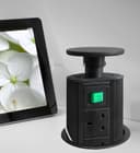 Black Top Power Tower Pop Up Socket With 2 USB Charging Port 3 Plug Sockets 