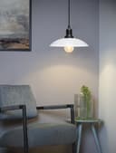 Retro Vintage White Ceiling Light Shade Metal Industrial Hanging Pendant Light Black Fitting 