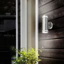 2 x Outdoor Double Wall Lights Stainless Steel GU10 Fitment
