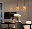 Vintage Gold Twisted Cylinder Glass Ceiling Pendant Lamp M0230