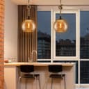 Vintage Industrial Amber Smoked Rope Glass Globe Ceiling Pendant Lamp H3007