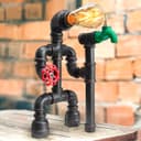 Vintage Industrial Water Pipe Table Lamp M0189P with 4W ST58