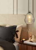 Ceiling Tear Drop Crackled Clear Glass Pendant Lamp Shade Retro Chrome Holder H3030