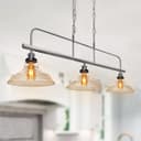 Industrial Ceiling Brush Chrome Bar 3 Clear Glass Lamp Shade Pendant Light