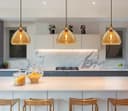 Modern Vintage Ceiling Hanging Brass Amber Glass Pendant Lamp Shade H3025