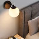 Modern Indoor Frosted Glass Globe Scone Matte Black Wall Light H3096 with LED G9 Warm White