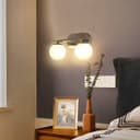 Modern Indoor Double Frosted Glass Globe Scone Chrome Wall Light H3079 With LED G9 Warm White