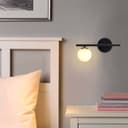 Modern Indoor Frosted Glass Globe Scone Matte Black Wall Light H3088 With LED G9 Warm White