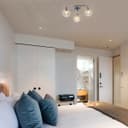 Modern Chrome 3 Way Ceiling Light Glass Globe Shades H3060 with 3 x G9 5w LED 