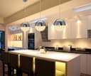 LED Ceiling Chrome Glass Globe Pendant Light CCT Natural Cool Warm White H3108