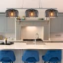 Modern Ceiling Crystal Droplet Pendant Light Triple Smoked Grey Glass H3103