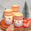 Set Of 3 USB Rechargeable LED Wax Christmas Reindeer Flameless Candles With Remote Control WAX04
