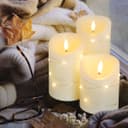 Set Of 3 USB Rechargeable LED Wax Coiled Fairy Flameless Candles With Remote Control WAX05