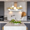 Modern Ceiling Golden Cluster Pendant Light Bar Globe Frosted Glass Lamp Shades H3089 With G9 LED