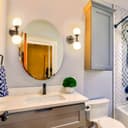 Modern Chrome Double Wall Light Sconce Frosted Glass Globe IP44 H3095 with LED G9 Warm White