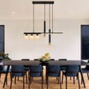 LED Bar 5 Light Black Ceiling Pendant Light Mini Glass Globes Slim Tubular H3135