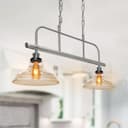 Industrial Ceiling Brush Chrome Bar 2 Clear Glass Lamp Shade Pendant Light H3131