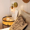 Antique Brass Wall Light Bubble Glass Lamp Shade Cylindrical Transparent Glass H3127