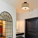 Frosted Glass Ceiling Light Flush Mount Drum Lamp Shade Black Chequered