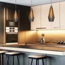 Retro Chrome Ceiling Pendant Light Ribbed Smoked Grey Glass Lamp Shade K421