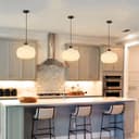 Oval Globe Ceiling Pendant Light Ribbed Opal Glass Lamp Shade K416