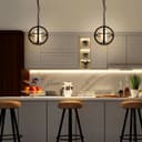 Industrial 3 Ring Ceiling Pendant Light Black Metal Chain Suspended Frosted Glass Lamp Shade K441