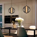 LED Globe Ceiling Pendant Light Smoked Grey Glass Lamp Shade Chrome Holder K437