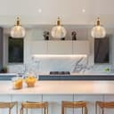 Modern Retro Ceiling Brass Pendant Light Transparent Globe Glass Lamp Shade K427