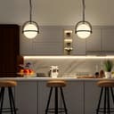 Industrial Nautical Ceiling Pendant Light Opal Globe Glass Black Chain Suspended K426