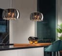 Modern Ceiling Crystal Droplet Pendant Light Smoked Grey GlassLamp Shade Drum H3010