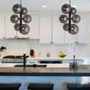  6 Cluster Smoked Grey Glass Globe Lamp Shades Black Ceiling Pendant Light K442