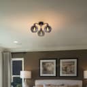Modern Grey Glass Ceiling Light 3 Globe Shades M0232