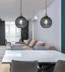Vintage Globe Smoked Grey Ripple Glass Ceiling Pendant Lamp Glass H3005