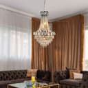 Ceiling Chandelier 6 Lamp Crystal Chrome Pendant Light H3034