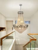 Large Ceiling Crystal Pendant Chandelier Suspended Chrome Frame Cascading Droplets H3033