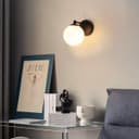 Modern Indoor Frosted Glass Globe Scone Matte Black Wall Light H3096 with LED G9 Warm White