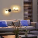 Modern Indoor Frosted Glass Globe Scone Matte Black 3 Light Wall Light H3087 With LED G9 Warm White