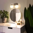Modern Indoor Double Frosted Glass Globe Scone Chrome Wall Light H3079 With LED G9 Warm White