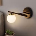 Modern Indoor Frosted Glass Globe Scone Matte Black Wall Light H3088 With LED G9 Warm White