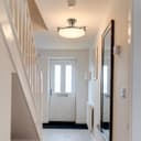 Industrial Brush Chrome Round Ceiling Light Semi Flush Mount Opal H3092