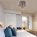 Round Chrome Ceiling Light 5 Smoked Grey Glass Globe Shades Flush Mount H3106 with G9 LED 5w Warm White