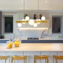 Modern Ceiling Golden Cluster Pendant Light Bar Globe Frosted Glass Lamp Shades H3089 With G9 LED