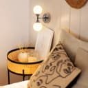 Modern Chrome Double Wall Light Sconce Frosted Glass Globe IP44 H3095 with LED G9 Warm White