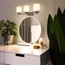 Modern Indoor 3 Frosted Glass Sconce Chrome IP44 Wall Light H3093 With LED G9 Warm White
