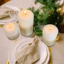Set Of 3 USB Rechargeable LED Wax Gold Painted and White Flameless Candles With Remote Control WAX03