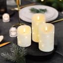 Set Of 3 USB Rechargeable LED Wax Coiled Fairy Flameless Candles With Remote Control WAX05