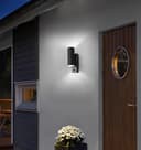 12W Black LED Double Outdoor Wall With PIR Movement Sensor Stainless Steel Cool White ZLC366BSEN