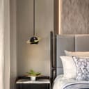 Mini Globe Modern Black Marble Ceiling Pendant Lamp Shade Brass Holder