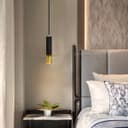 Slim Tubular Modern Black Marble Ceiling Pendant Lamp Shade Brass Holder