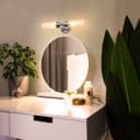 Ribbed Glass Twin Wall Light Polished Chrome Slim Side IP44 H3137